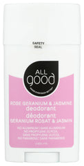 All Good Déodorant en baton Rose Géranium et Jasmin, protection durable sans aluminium.