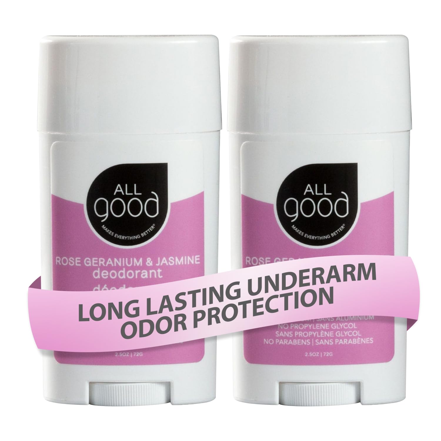 All Good Déodorant Stick Rose Géranium Jasmin, protection durable des odeurs