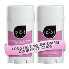 All Good Déodorant Stick Rose Géranium Jasmin, protection durable des odeurs