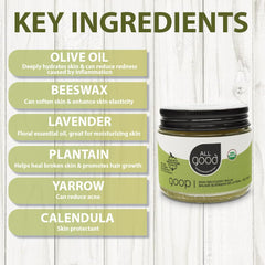 All Good Goop ingrédients-lavande-olive-beeswax: formulation naturelle nourrissante