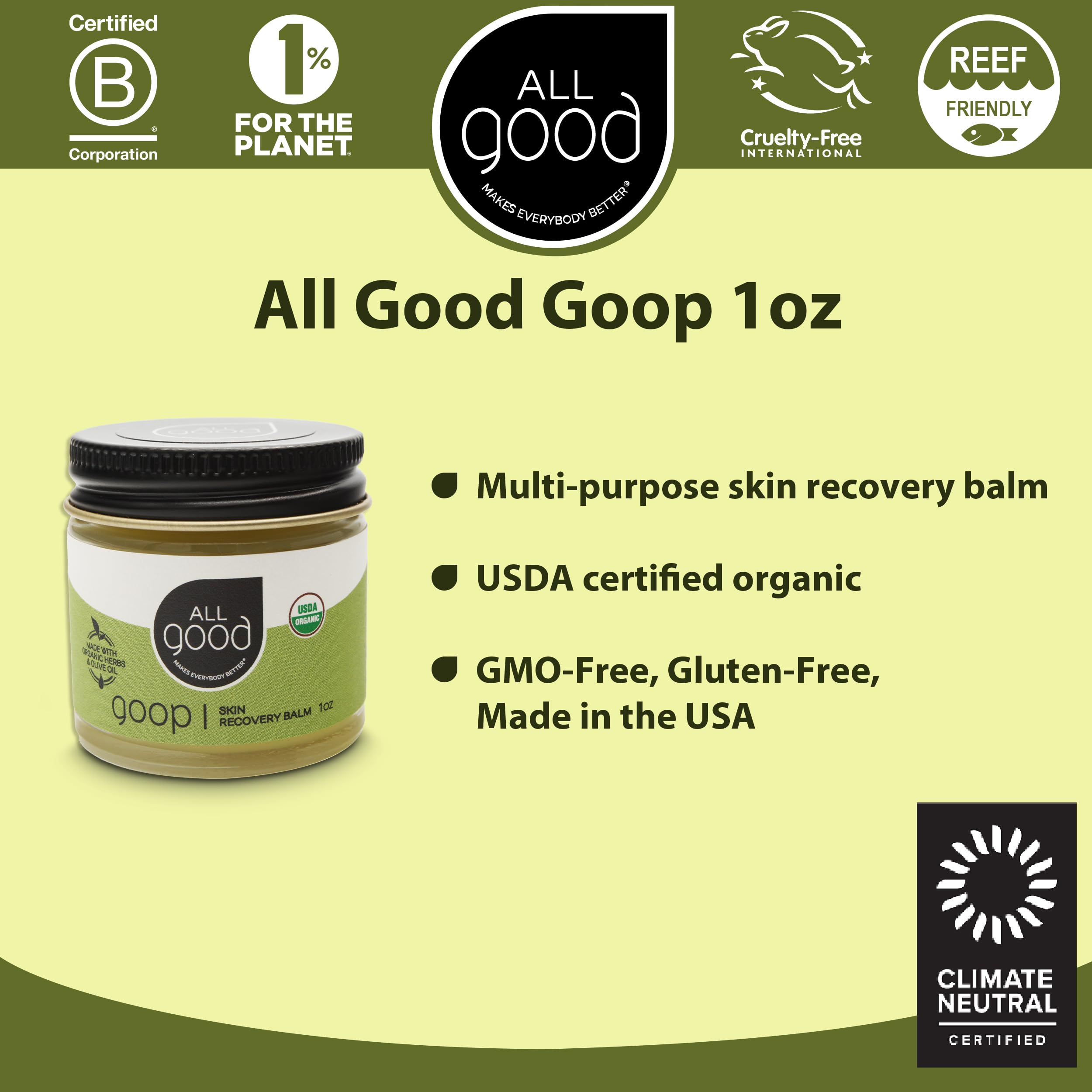 All Good Goop Recovery Balm, calendula pour apaiser et nourrir la peau.