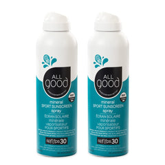 All Good Sport Spray, écran solaire SPF30, protection UVA/UVB et fini sec prêt à l'emploi.