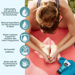 All Good Sunscreen sport-mineral, protection visage et corps pendant activités sportives.