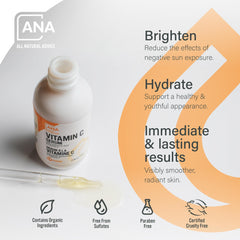 All Natural Advice Sérum vitamine C - acide hyaluronique pour hydratation légère.