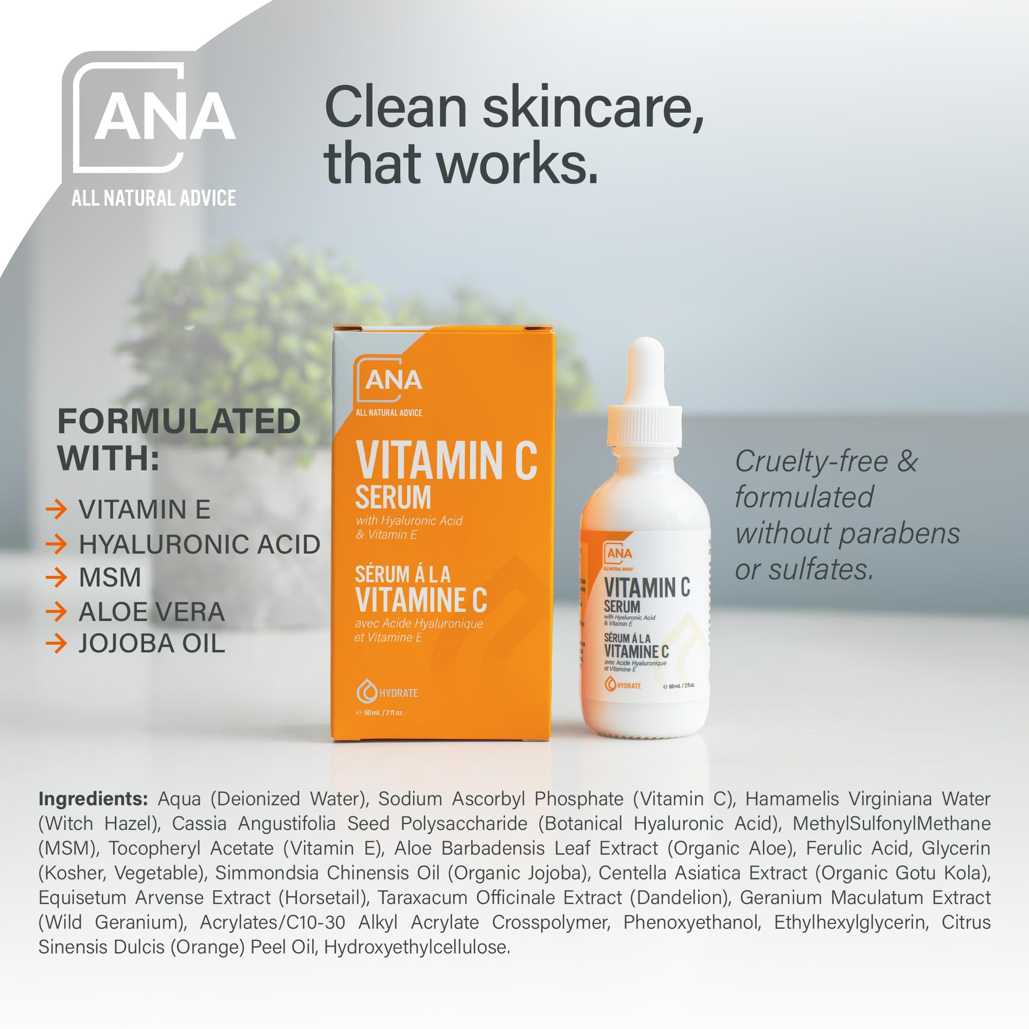 All Natural Advice Sérum vitamine C - extraits botaniques organiques.