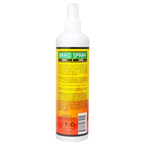 AllDay Locks Braid Spray, application sur tresses, revitalise l’éclat et réduit les frisottis.