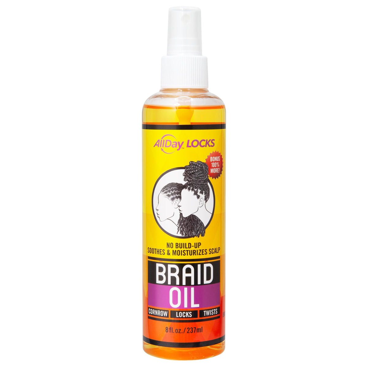 AllDay Locks Braid Foam – Bouteille offrant une tenue longue durée pour tresses.