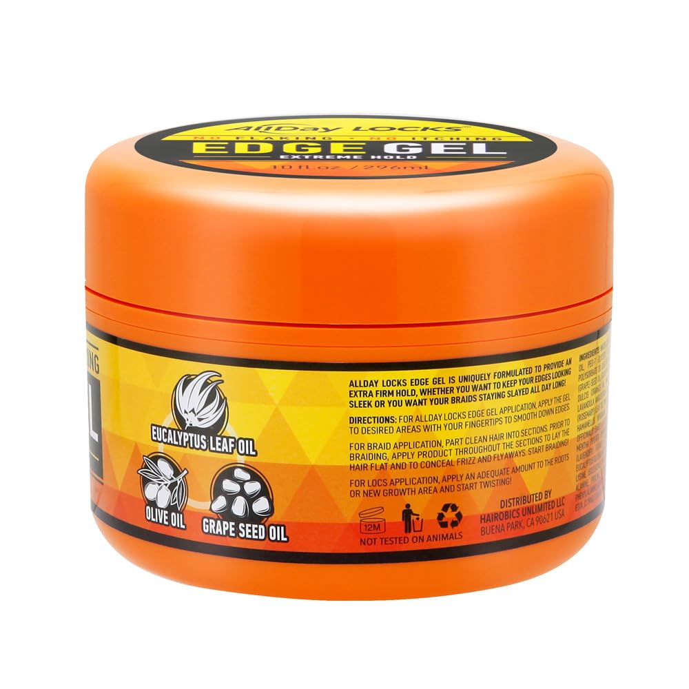 AllDay Locks Edge Gel Extreme Hold – application fluide offrant un coiffage précis sans paquets.