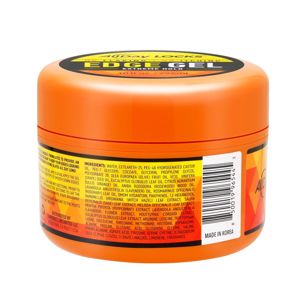 AllDay Locks Edge Gel Extreme Hold – formule sans silicone, légère et facile à rincer.