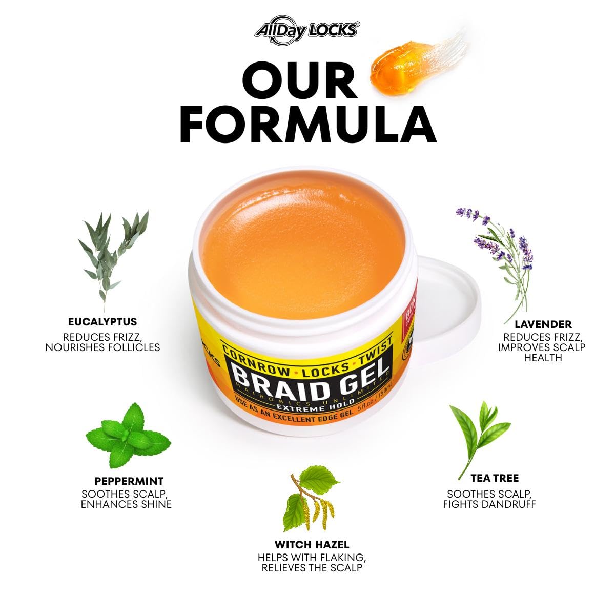 Gel AllDay Locks provitamine B5 nourrissant pour cheveux.