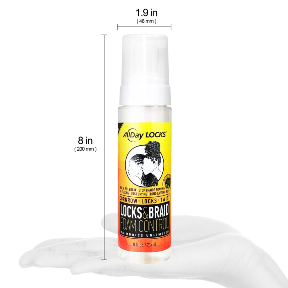 AllDay Locks Mousse – finition lisse qui apporte brillance naturelle sur les tresses.