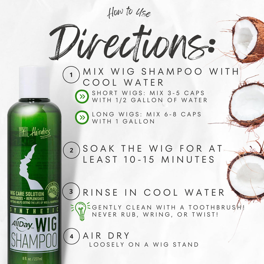 AllDay Locks Shampoing Perruque Synthétique – séchage à l'air pour préserver couleur et forme.
