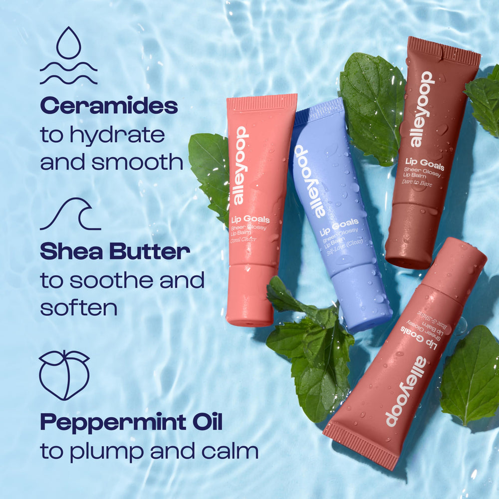 Alleyoop Lip Goals vegan clean formula in a sleek tube.