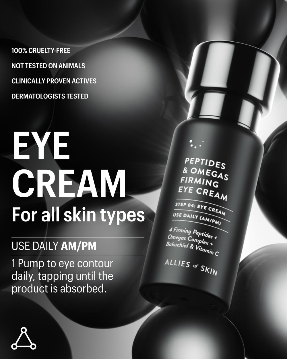 Allies of Skin Crème Yeux Peptides, ciblage des cernes et poches sous les yeux.