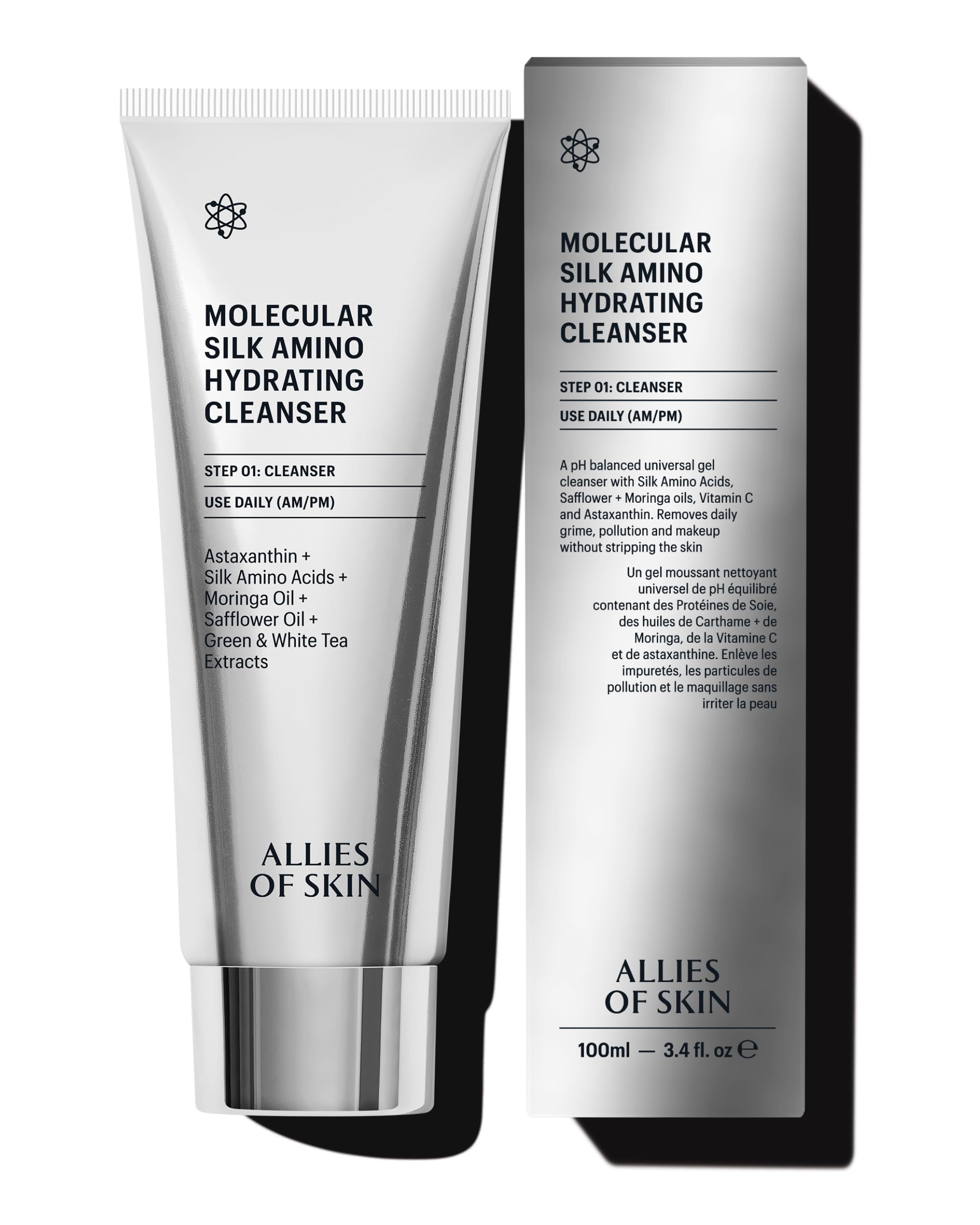 Allies of Skin – bouteille du nettoyant soie amino, hydratation pendant le lavage