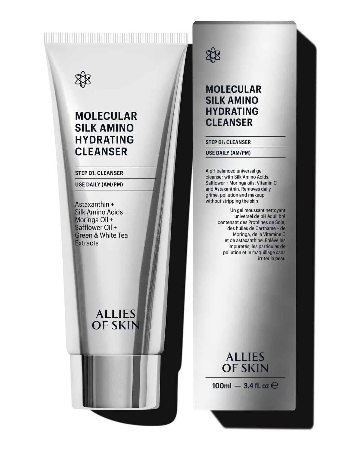 Allies of Skin – bouteille du nettoyant soie amino, hydratation pendant le lavage
