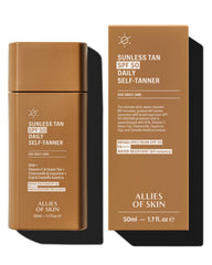 Allies of Skin SPF50 pour le visage, teinte-progressive pour un teint naturel.