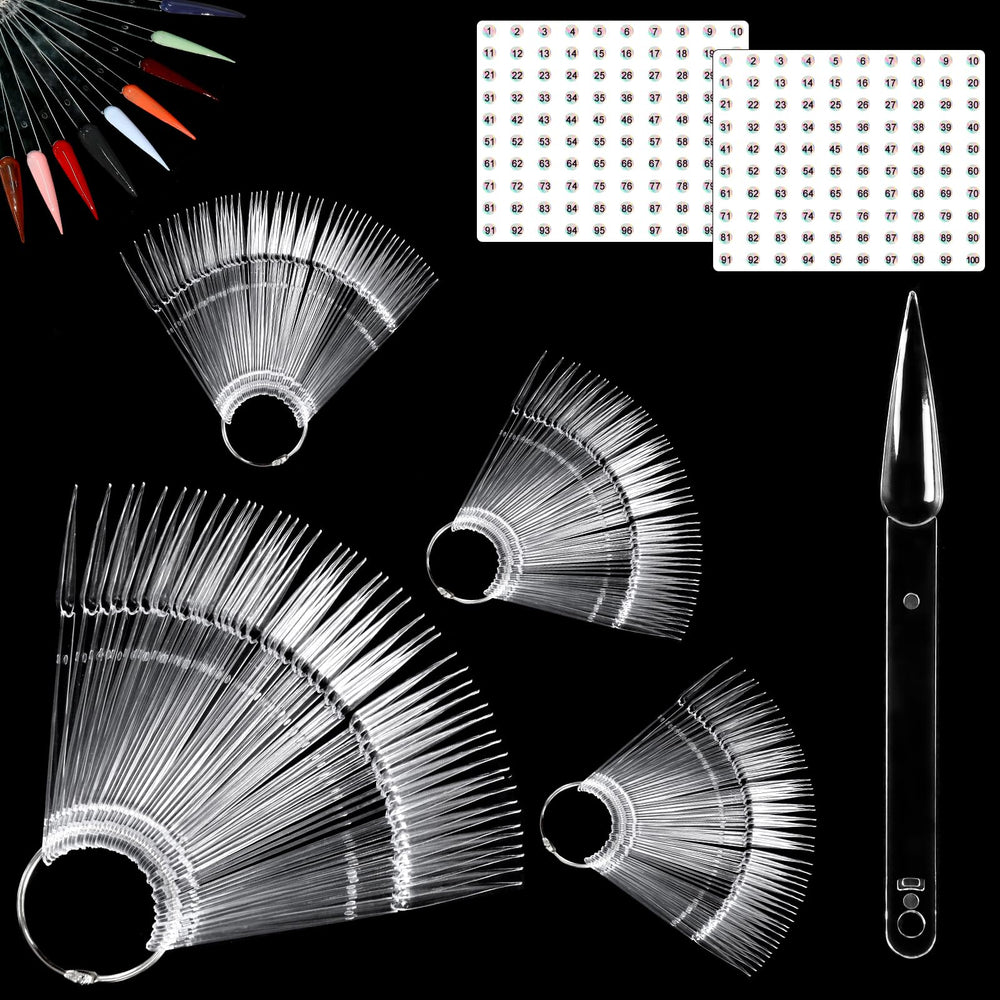 Ensemble Allstarry d’échantillons d’ongles transparents avec anneaux pour organiser les couleurs.