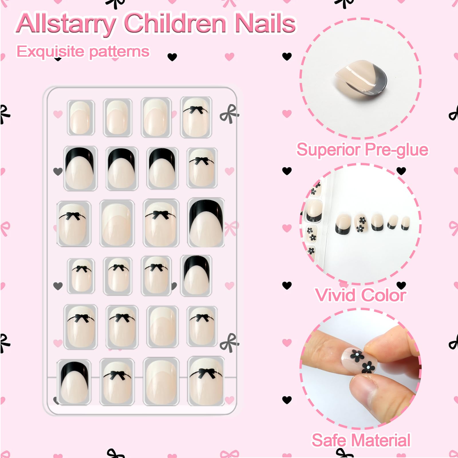 Allstarry design pré-collant ongles enfants, pratique et facile à utiliser.