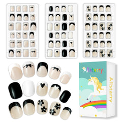 Allstarry ensemble 72 pièces ongles adhésifs pour enfants, rapide à poser.