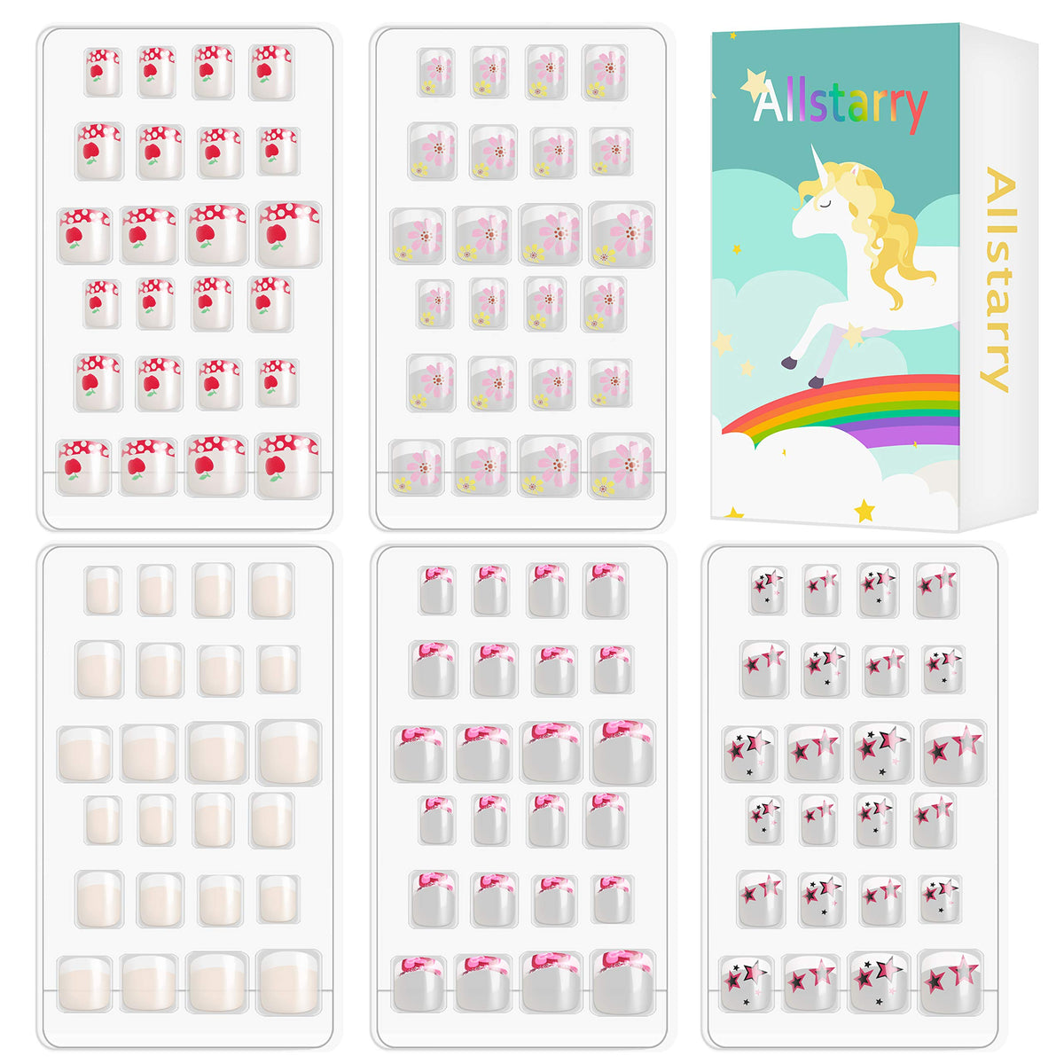 Allstarry ongles francais enfant kit - pose facile, sans gel ni decoration des ongles.