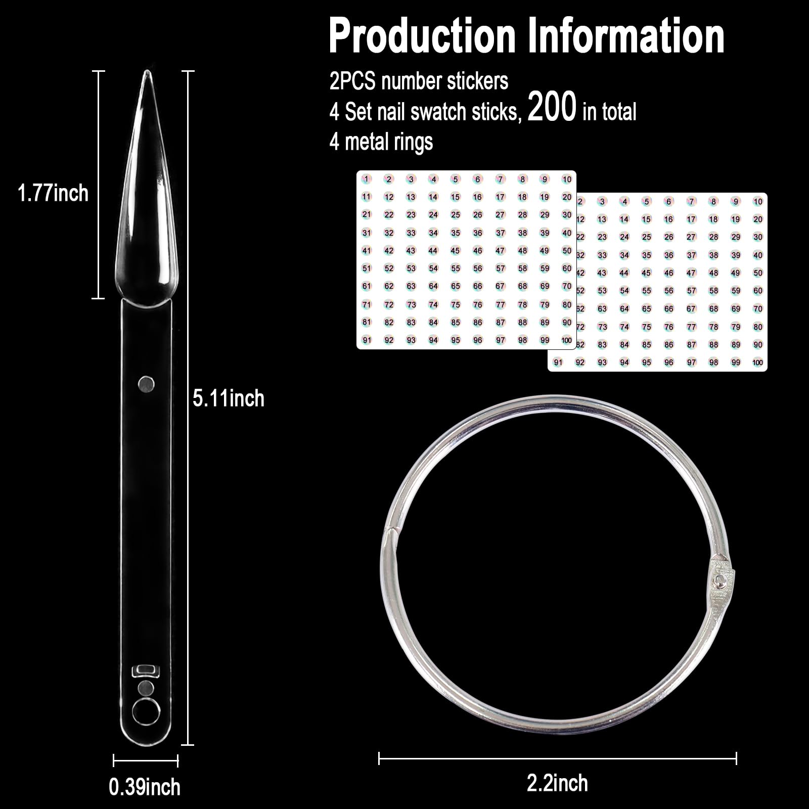 Allstarry autocollants holographiques numérotés 1–100 pour repérer rapidement les teintes.