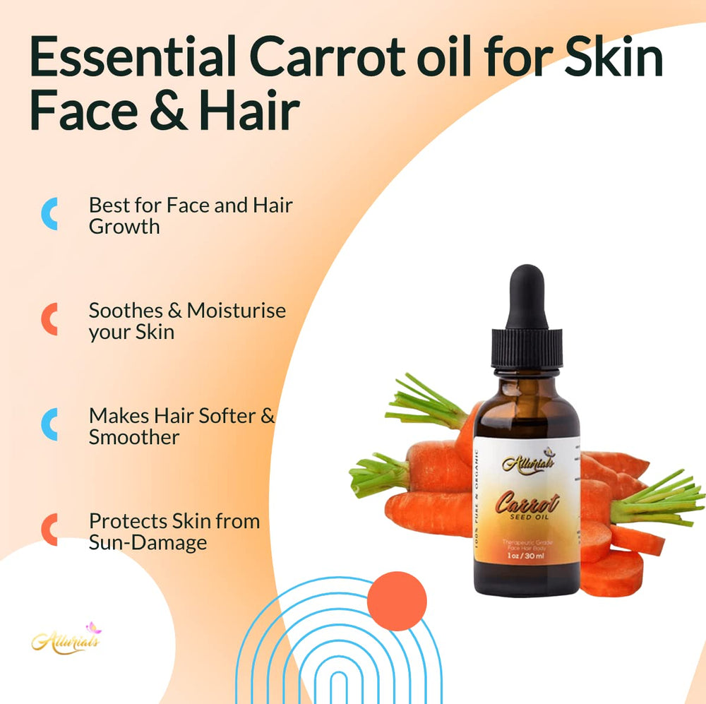 Allurials huile carotte, flacon ambré, parfum léger et soin rapide du visage