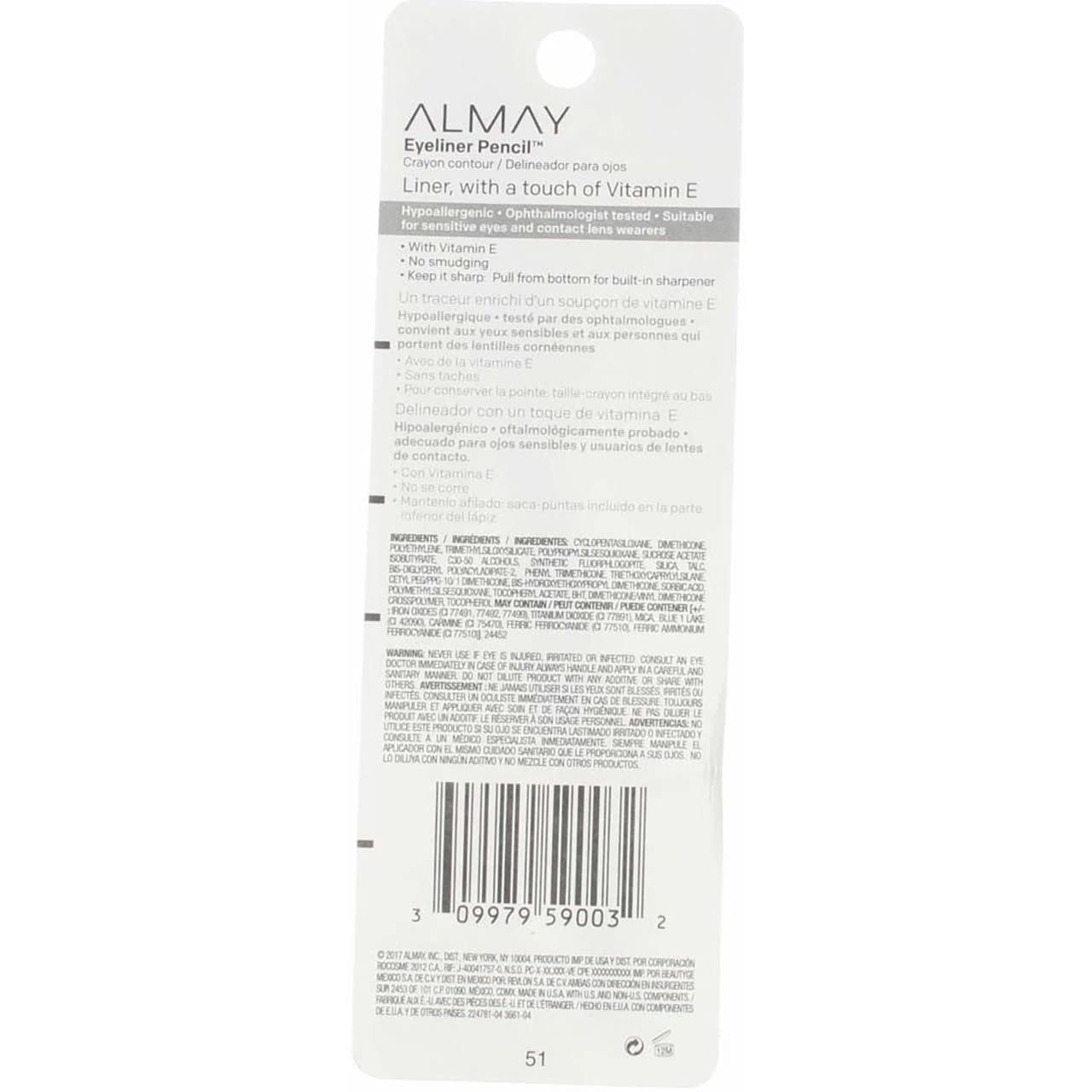 Almay crayon yeux Intense i-Color Noir Perle, glisse sans effort sur la paupière.