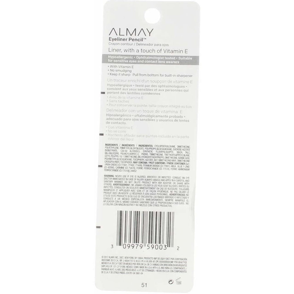 Almay crayon yeux Intense i-Color Noir Perle, glisse sans effort sur la paupière.