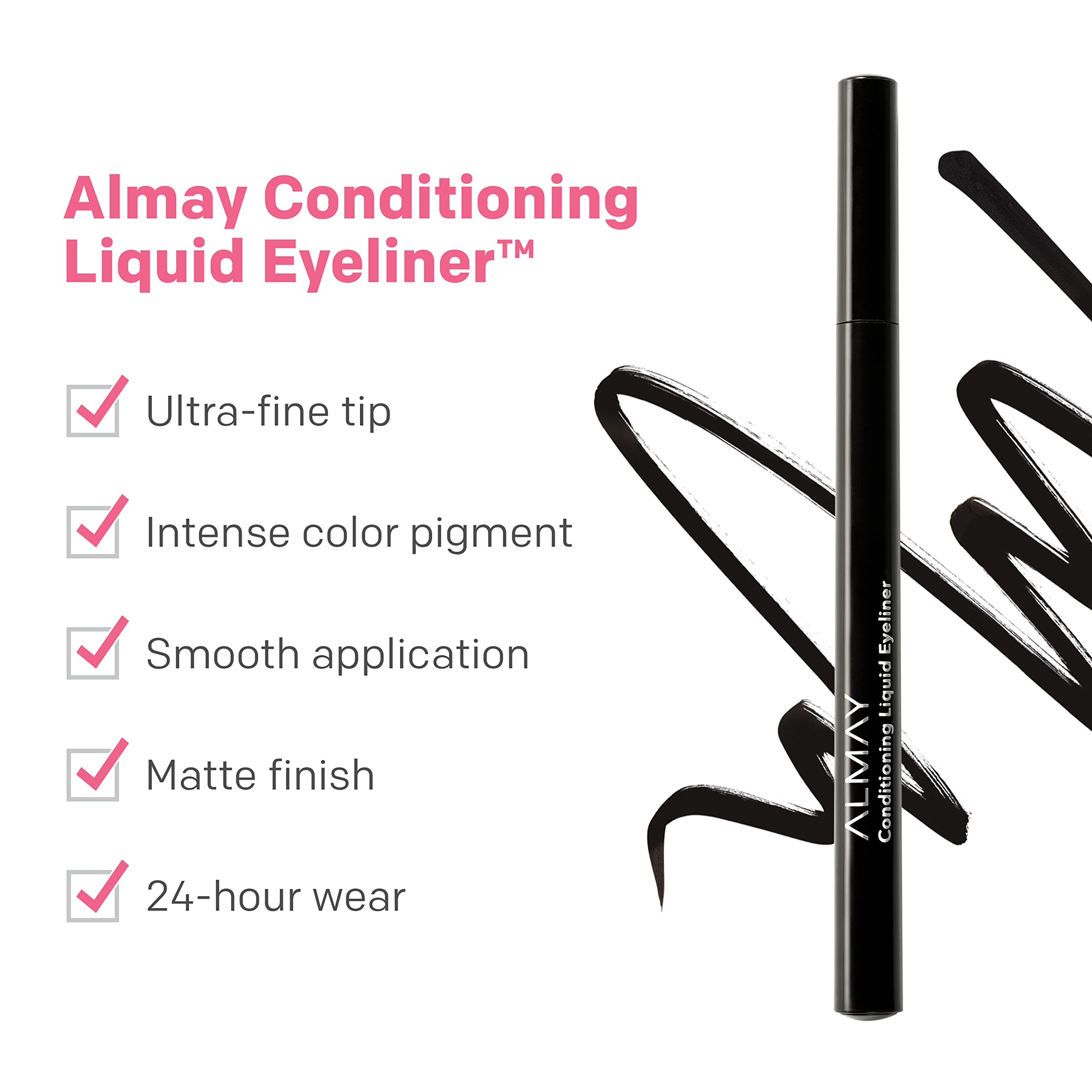 Almay Eyeliner Liquide – pointe feutre précise pour des lignes nettes.