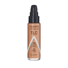Fond de teint Almay liquide en flacon, application fluide pour fini naturel.