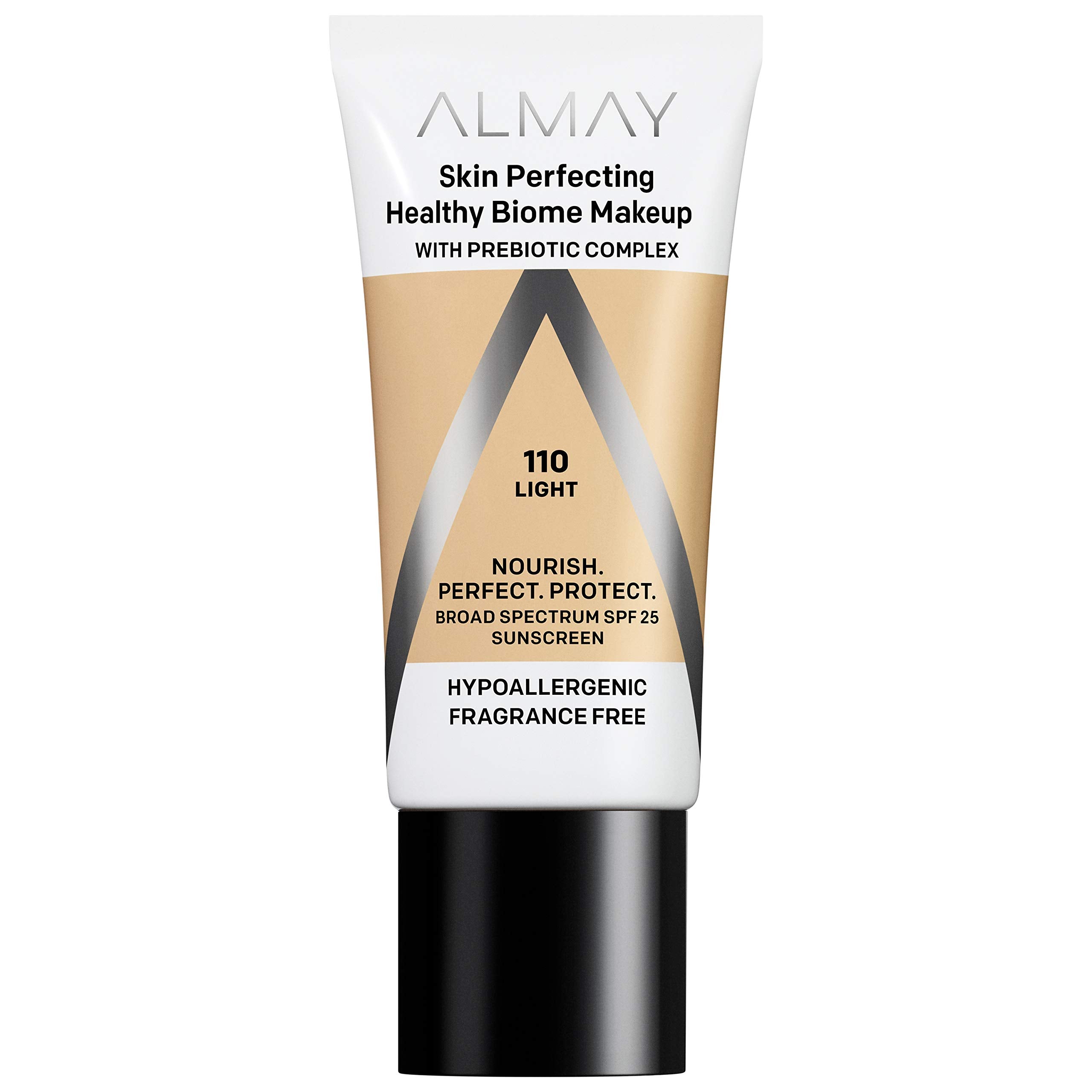Almay fond de teint Skin Perfecting Flacon montrant texture légère et teint unifié