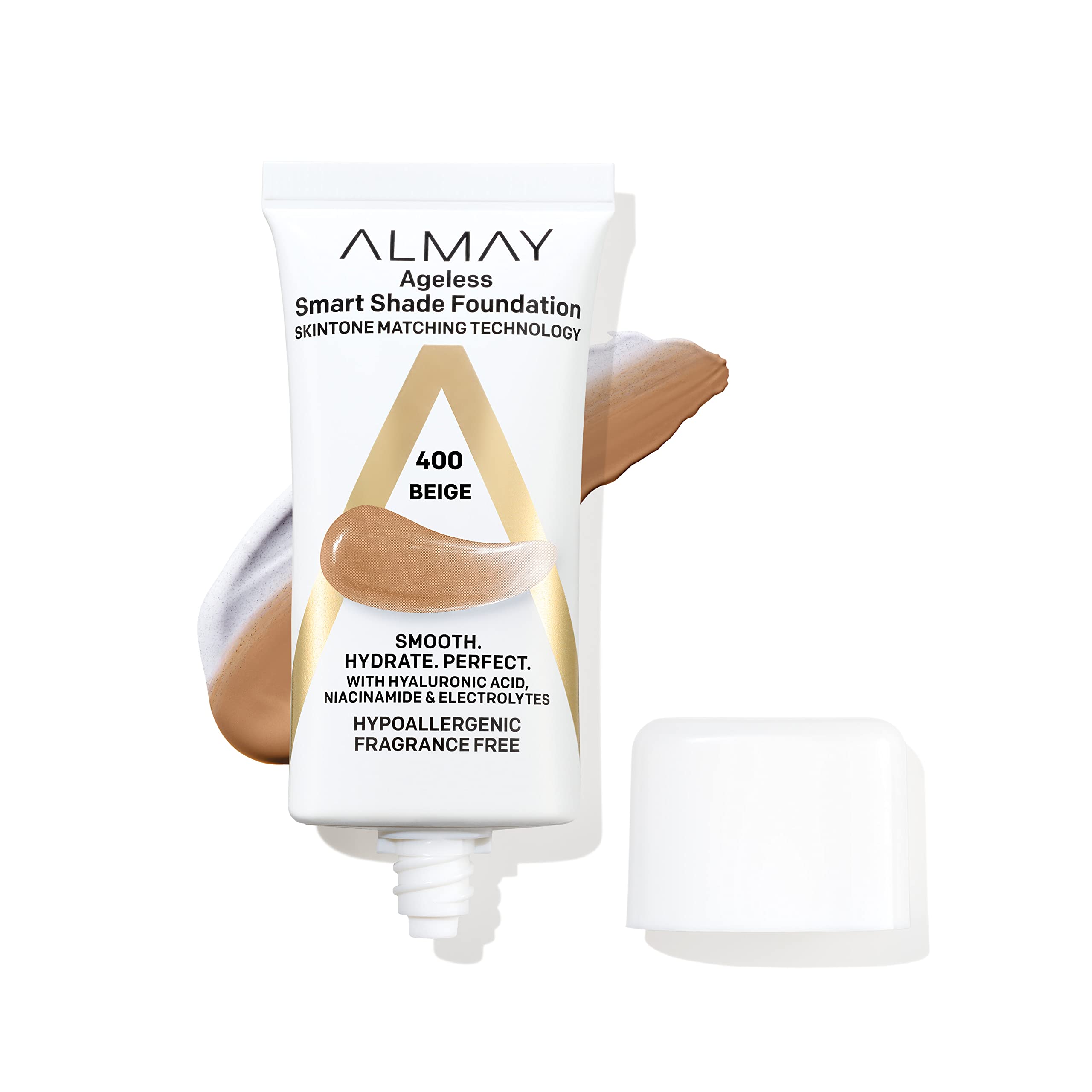 Almay Smart Shade Foundation bouteille-pour, teinte adaptable et fini naturel.