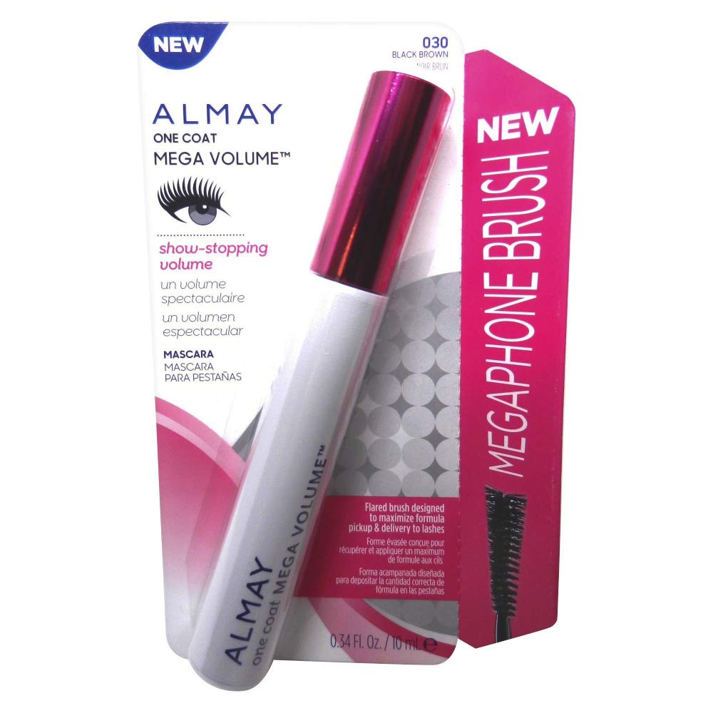 Almay Mega Volume Mascara Noir Brun — brosse qui volumise et définit sans paquets