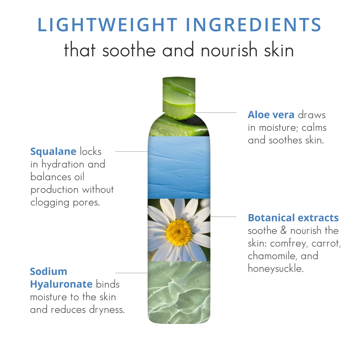 Almond Clear avec aloe vera et extraits botaniques pour apaiser la peau.