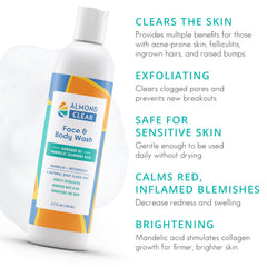 Almond Clear flacon sans parfum, convient aux peaux sensibles.