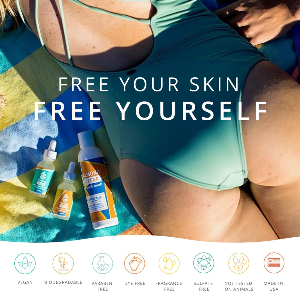 Almond Clear Sérum Corps – format compact facilitant une routine rapide.