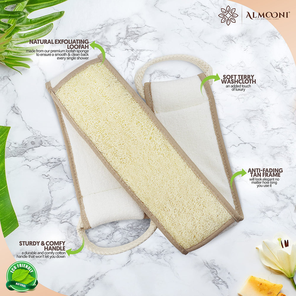 Face abrasive légère et face coton doux ALMOONI pour nettoyer et préparer la peau.
