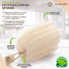 ALMOONI ensemble triple loofah, pratique pour une routine spa à domicile.