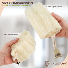 ALMOONI Loofah grip parfait – poignée confortable pour une douche agréable.