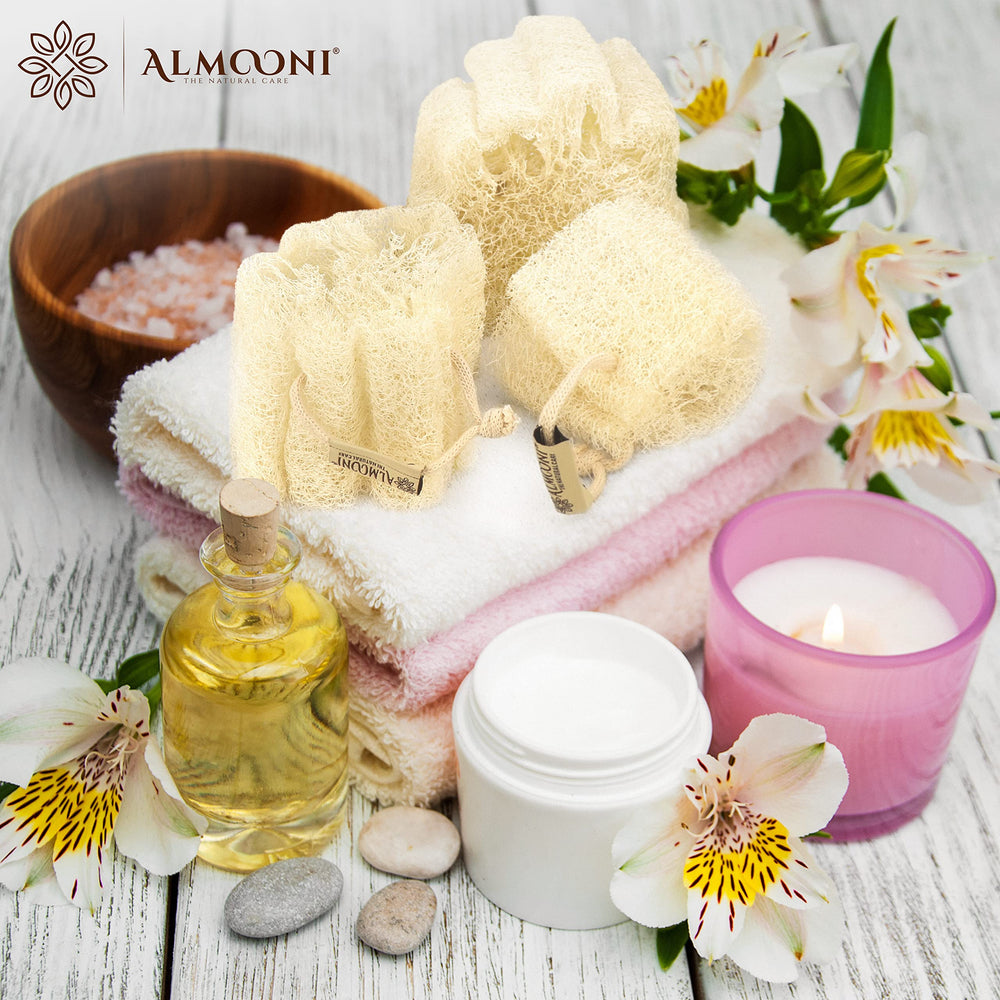 ALMOONI Loofah sans colorant – écologique et sûr pour la peau.