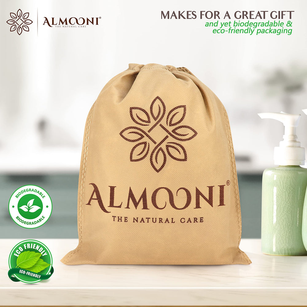 ALMOONI Loofah pratique – utilisation quotidienne à domicile pour une peau rafraîchie.