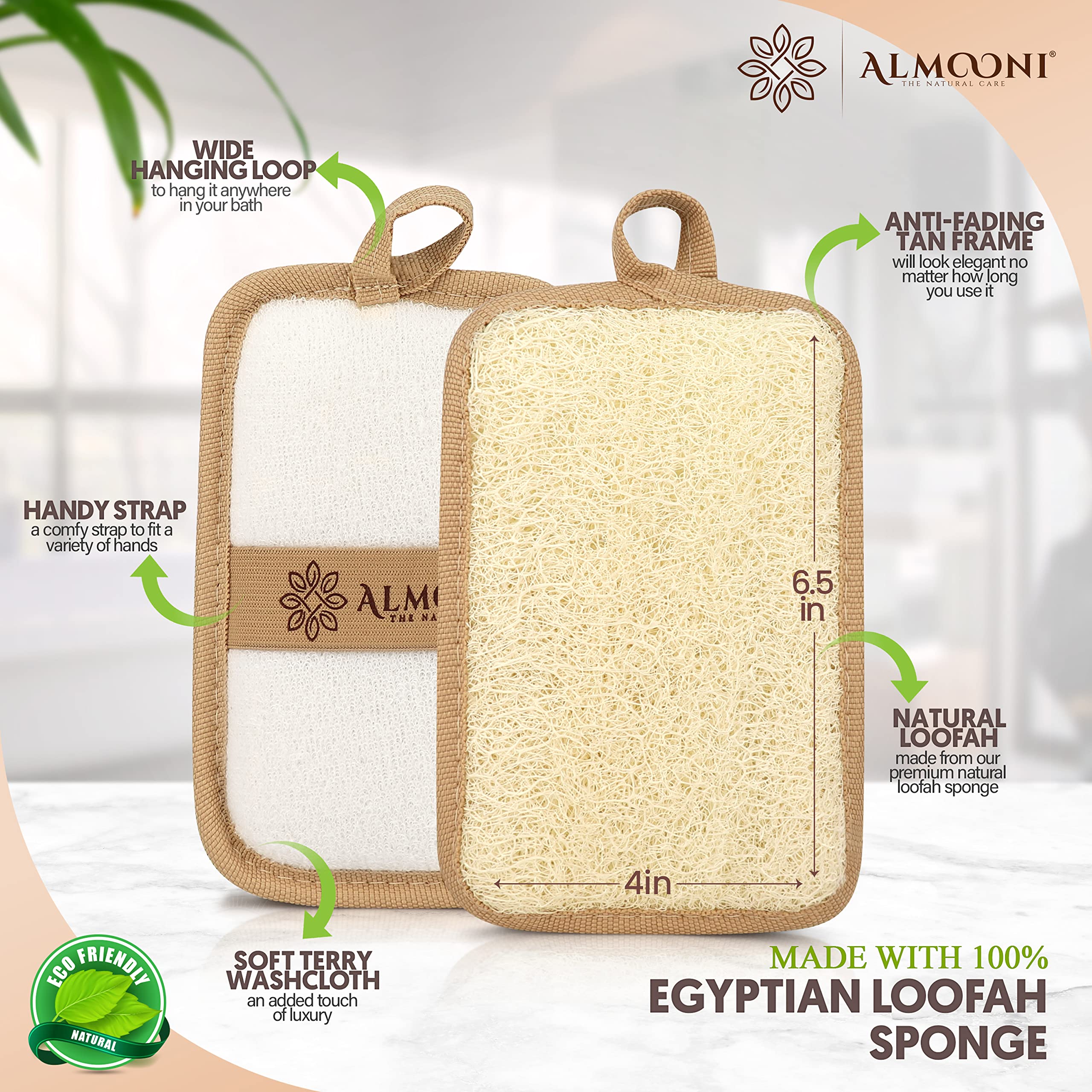 ALMOONI Loufa 2-pack, duo pratique pour la routine quotidienne