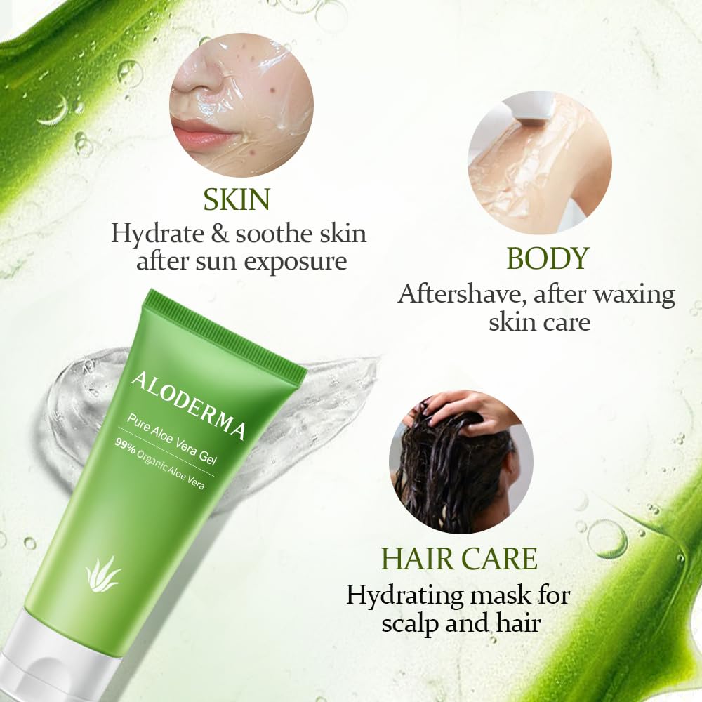 Hydratation rapide d'Aloderma gel Aloe pour peau confortable au quotidien.