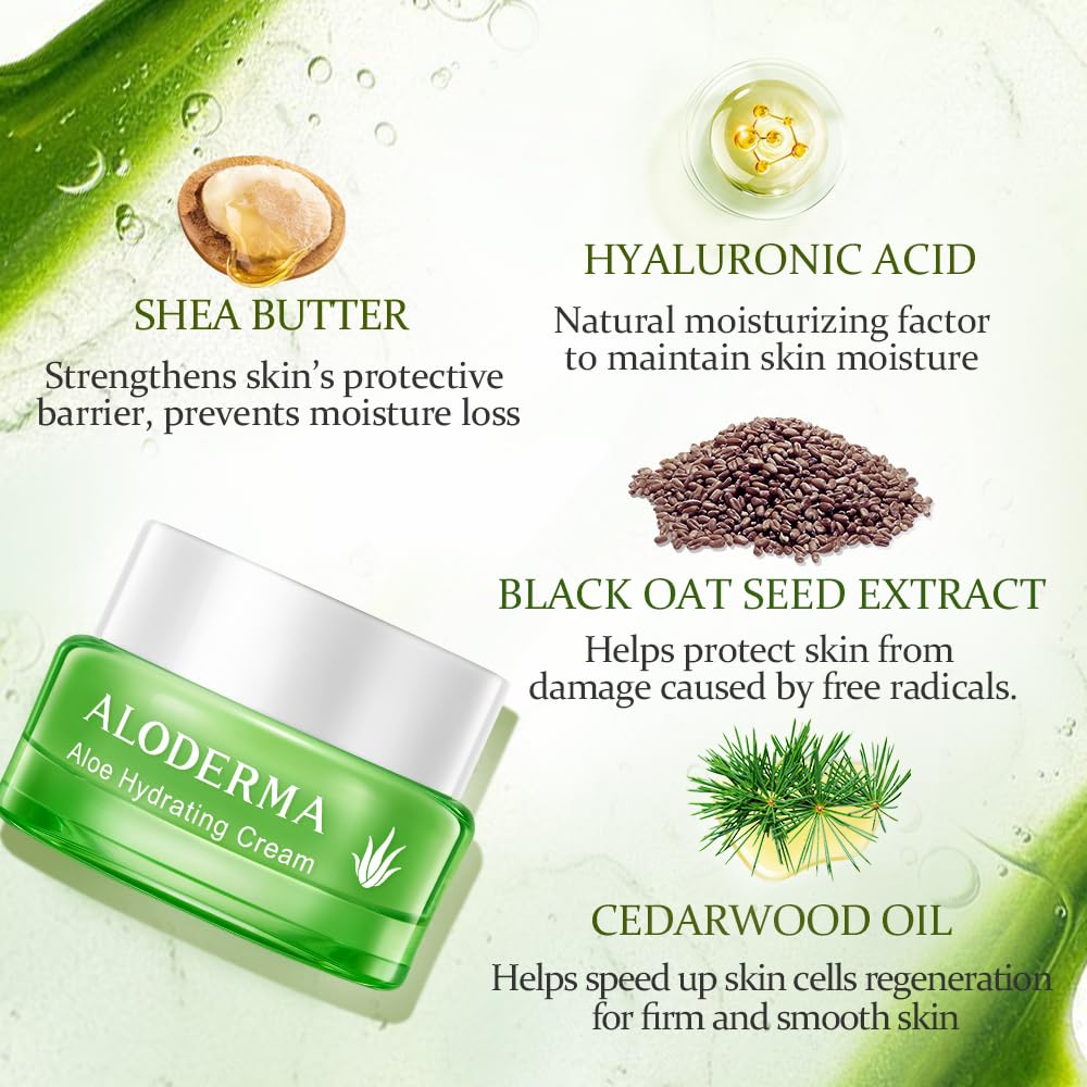 Flacon-visage Aloderma prêt pour usage quotidien hydratant.