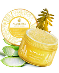 Aloderma: bouteille gel aloé 24K or pour hydratation et éclat.