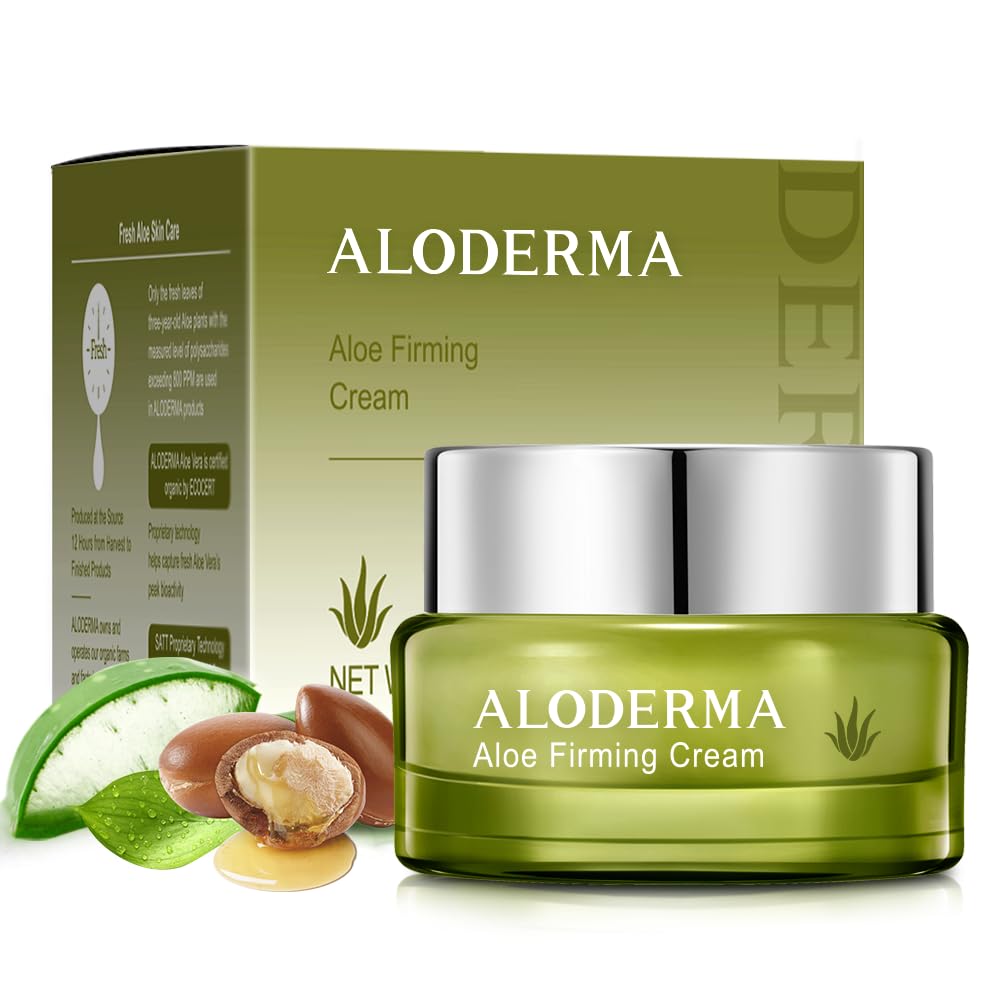 Aloderma Crème Lissante Visage et Cou – Flacon, hydratation instantanée.