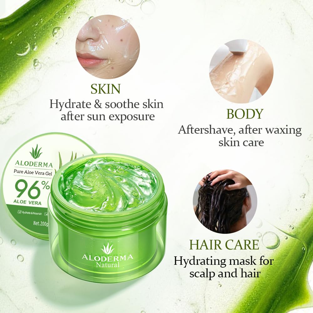 Soin corps Hydratation Aloderma Gel d'Aloe Pur, douceur longue durée.