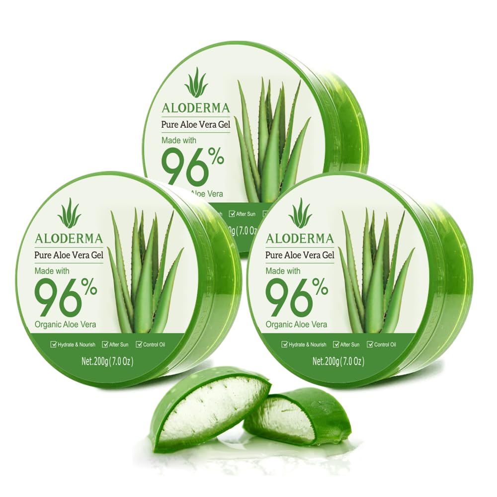 Gel Aloderma Aloe pour le visage, texture pure et hydratante.