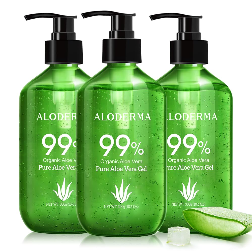Aloderma Gel Aloé Véra 99% dans flacon pompe, hydratation pratique.